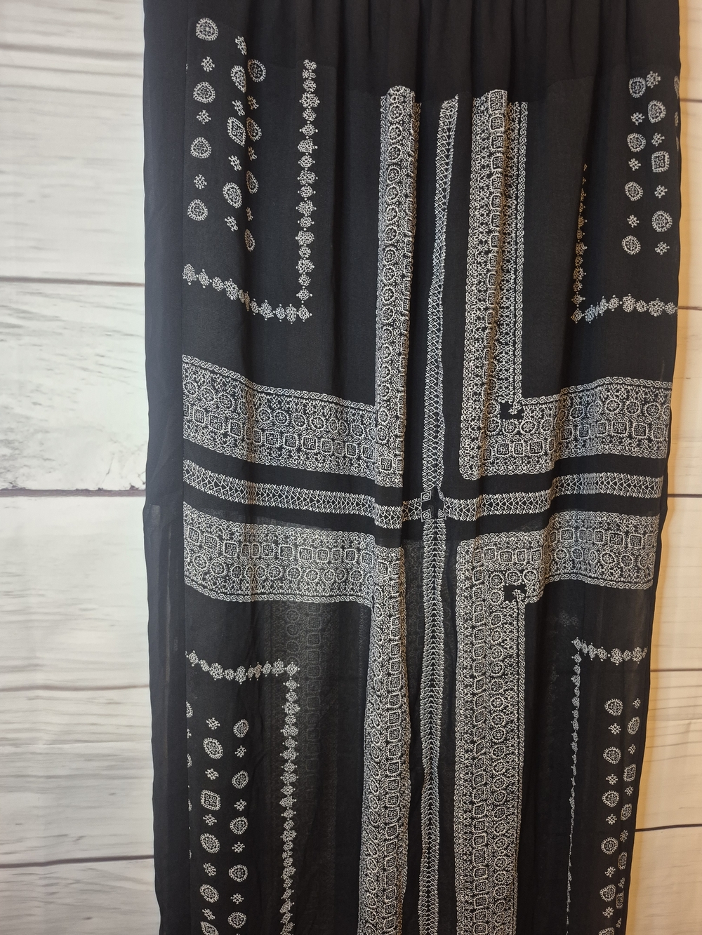 Madewell '2013' Black Boho Maxi Skirt with Geometric Print Double Slit Large - Picture 8 of 12